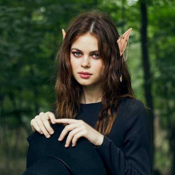 Elf Ears with Earrings Set - 2 Pairs Fairy Pixie Soft Ears with Non-Piercing Moo - Picture 4 of 7